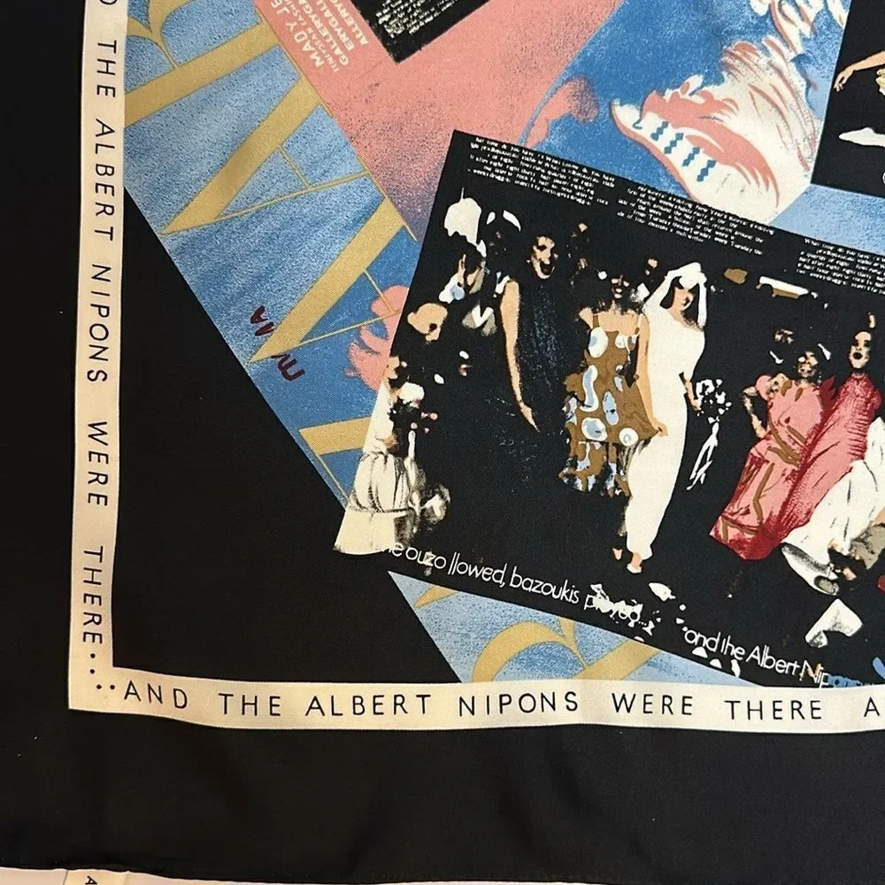 Vintage Albert Nipon Silk Scarf “We Were There” 34x34” made in Japan